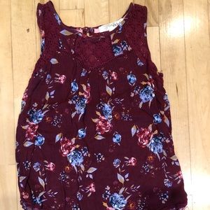 Maroon Flower Print Tank Top